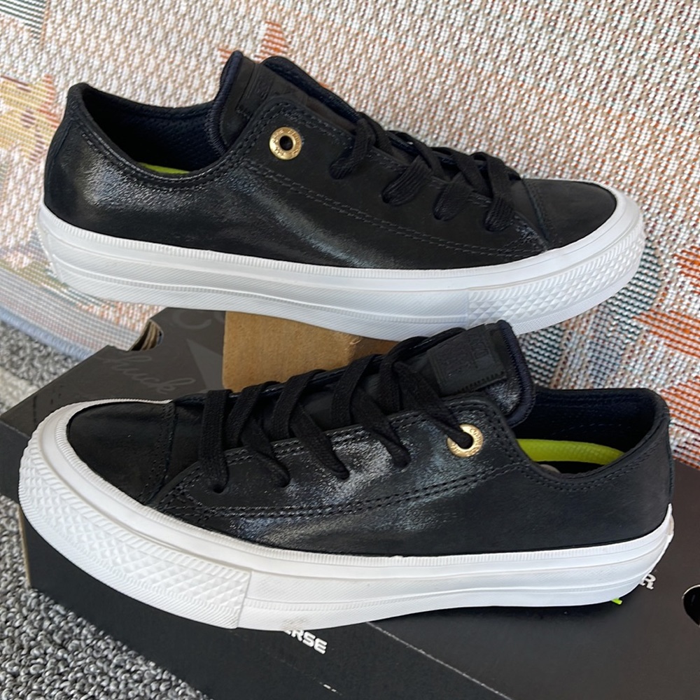 Converse WMNS Chuck Taylor All Stars ll OX 555958C BLACK/BLACK/WHITE Sneakers - Picture 11 of 16